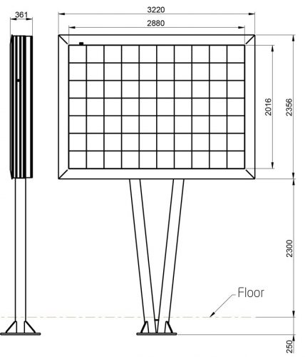 Plan Pied V Plan d'un panneau LED Pied V